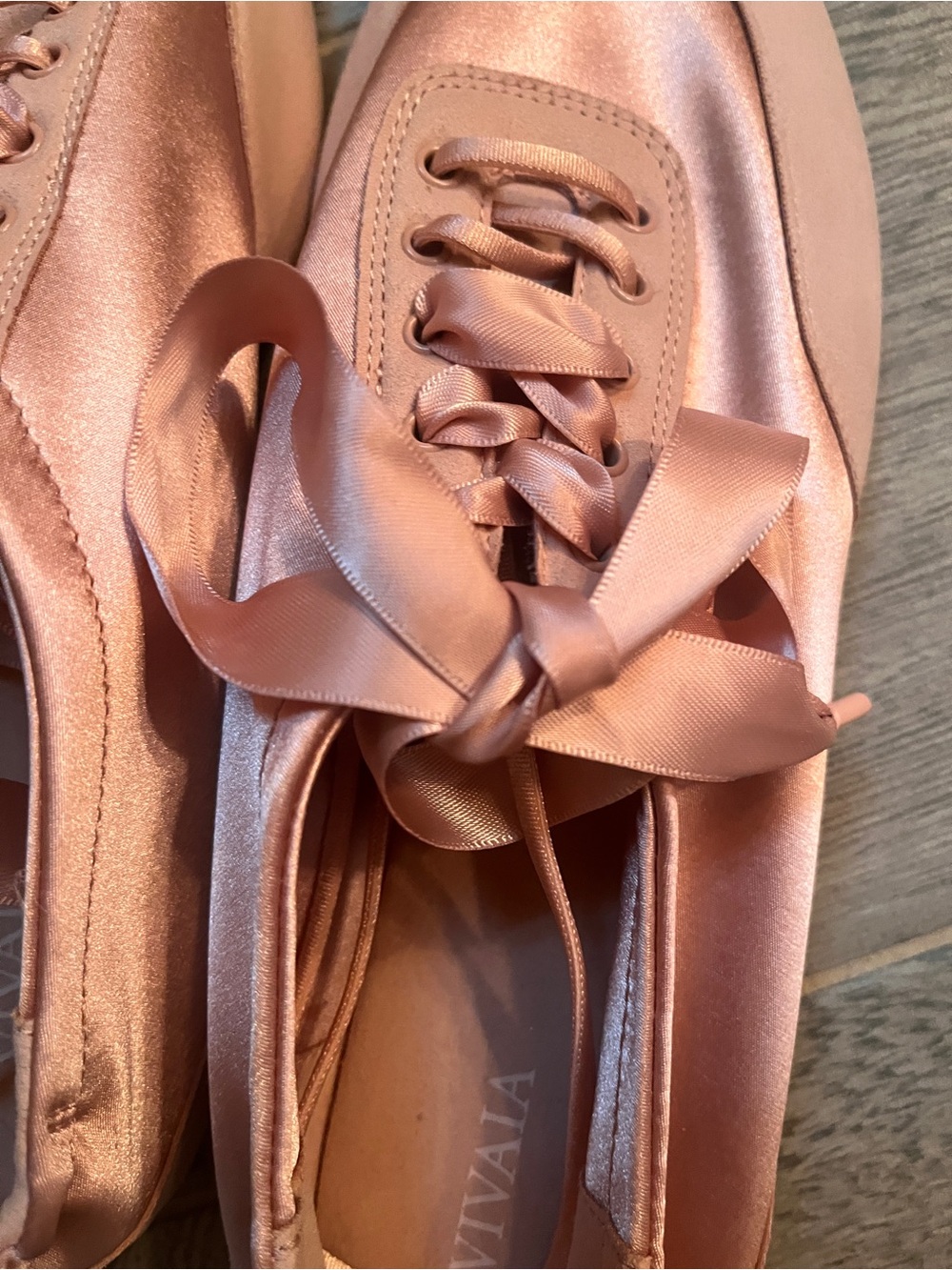 VIVIA Cristina Women's Satin Lace-Up Sneakerinas - square toe pink blush